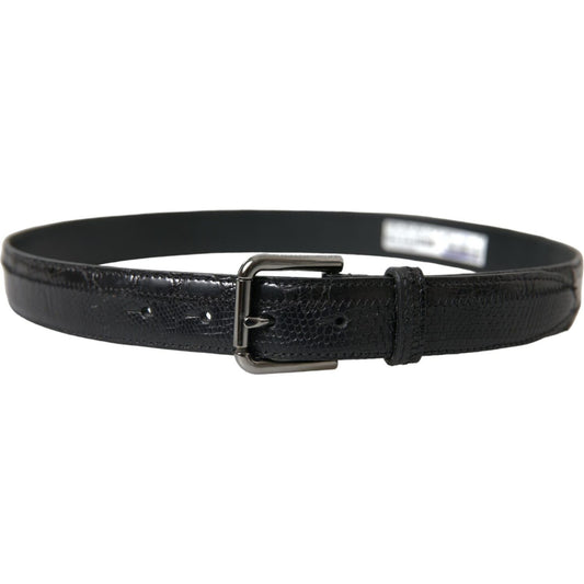 Elegant Black Leather Belt with Metal Buckle