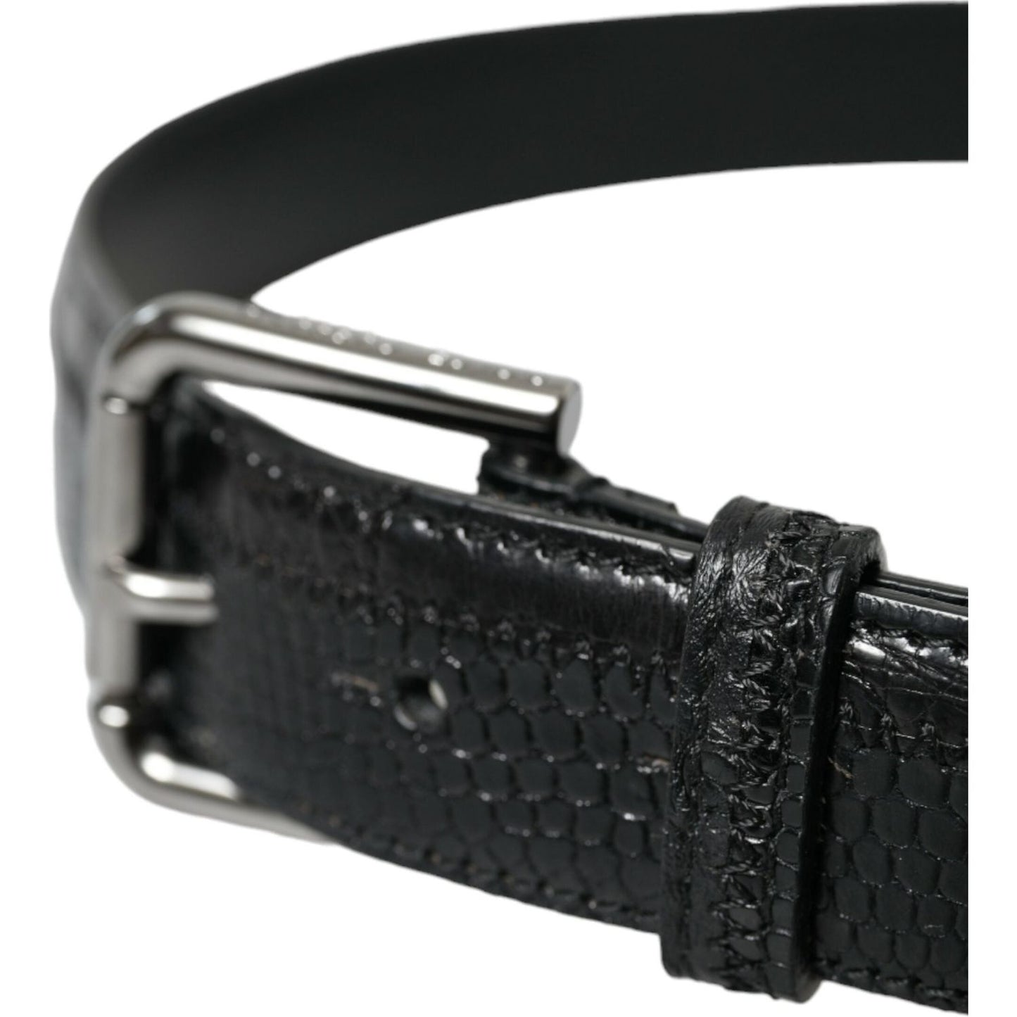 Elegant Black Leather Belt with Metal Buckle