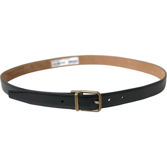 Elegant Black Calf Leather Belt