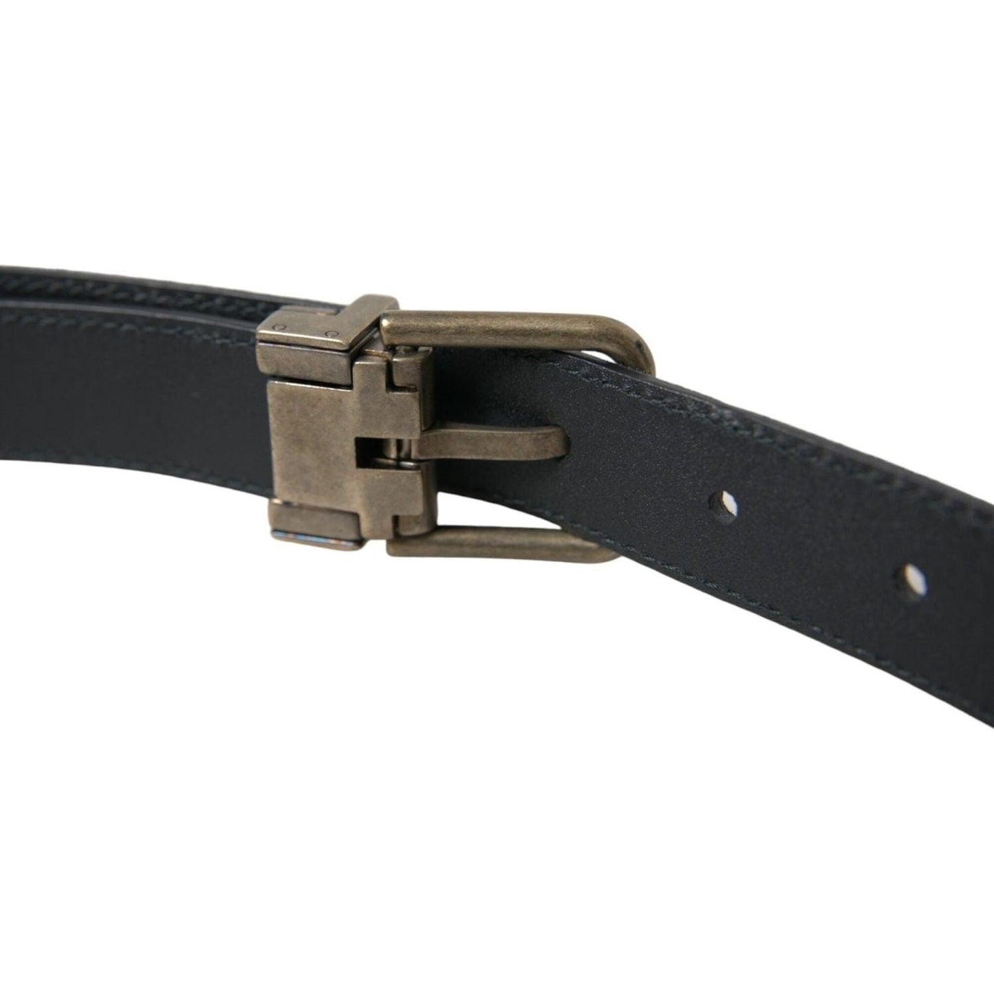 Dolce & Gabbana Blue Suede Leather Gold Metal Buckle Belt Dolce & Gabbana
