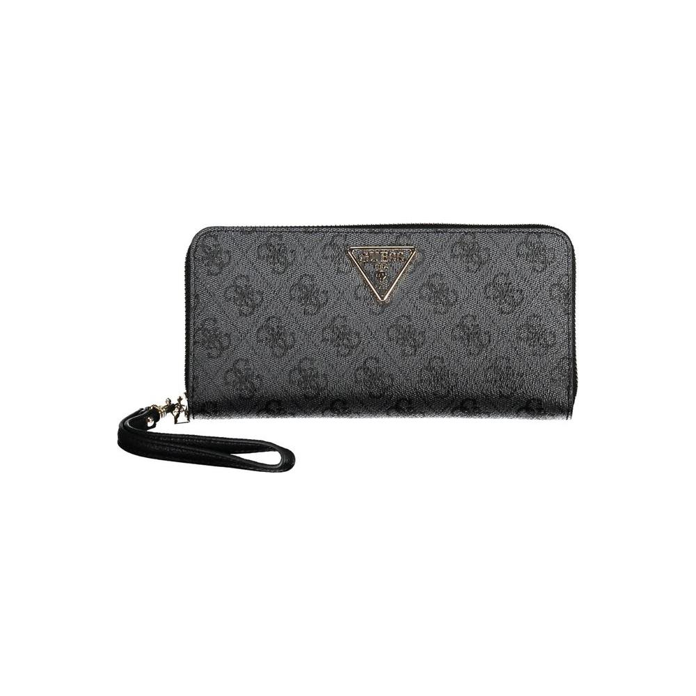 Chic Black Polyethylene Wallet with Logo Detail