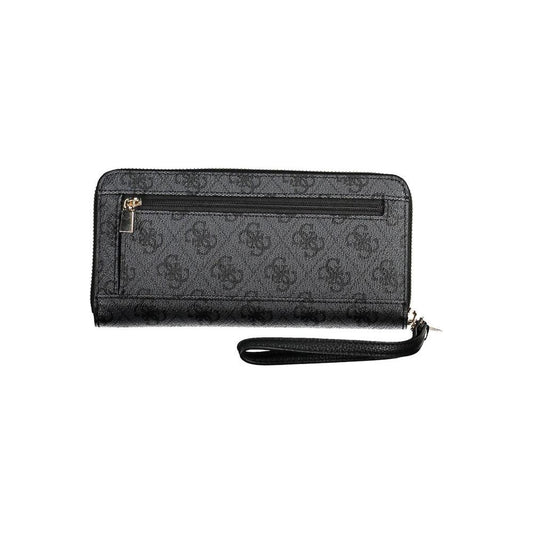 Chic Black Polyethylene Wallet with Logo Detail