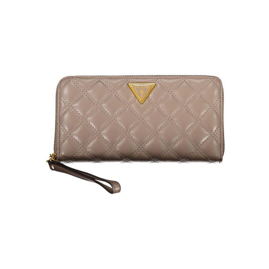 Elegant Beige Zip Wallet with Chic Detailing