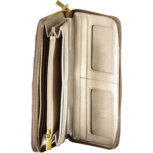 Elegant Beige Zip Wallet with Chic Detailing