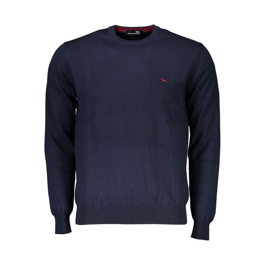 Crew Neck Embroidered Blue Sweater