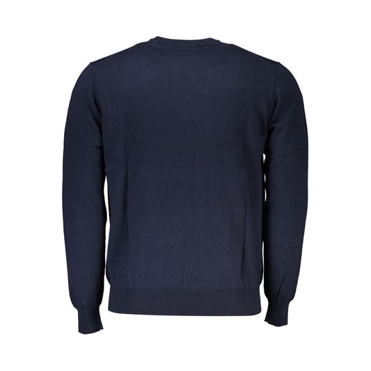 Crew Neck Embroidered Blue Sweater