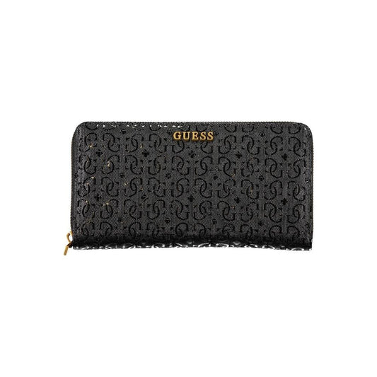 Elegant Black Polyethylene Wallet with Zip Closure