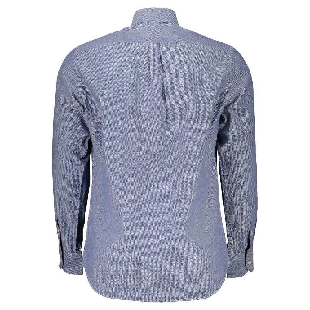 Elegant Blue Button-Down Organic Cotton Shirt