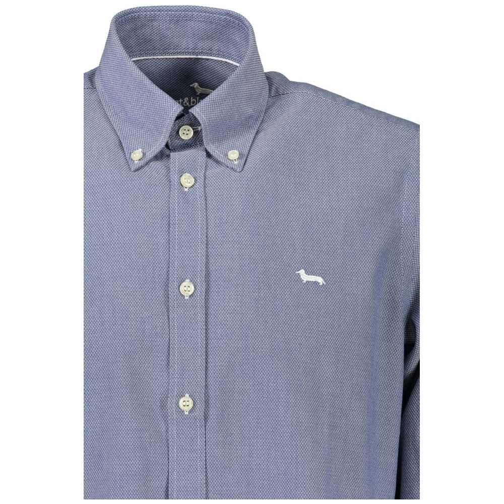 Elegant Blue Button-Down Organic Cotton Shirt