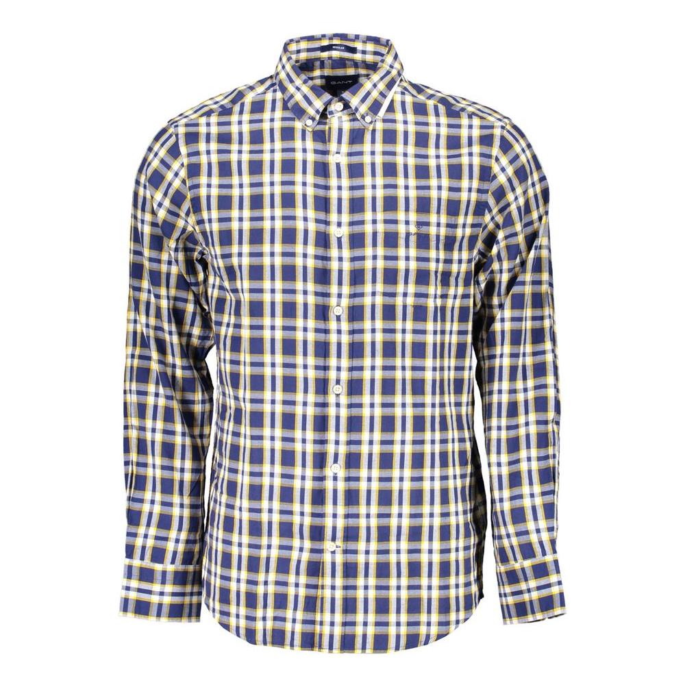 Elegant Blue Cotton Button-Down Shirt