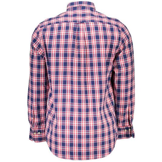 Casual Blue Cotton Shirt with Button-Down Collar