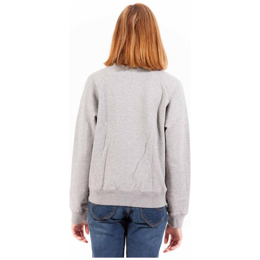 Chic Gray Zippered Cotton Sweatshirt with Logo