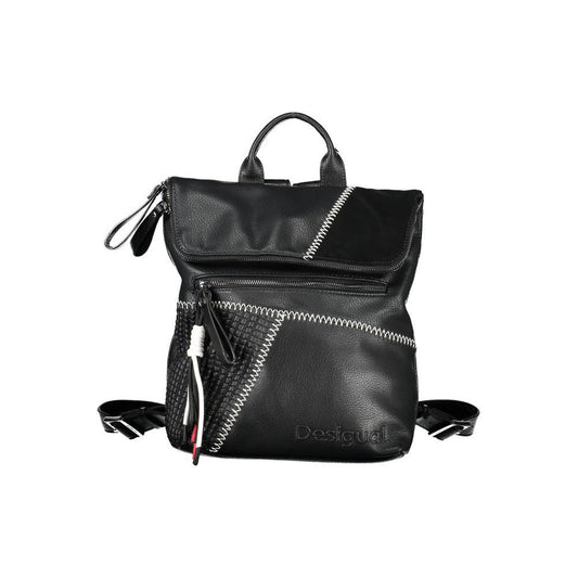 Chic Contrast Detail Black Backpack