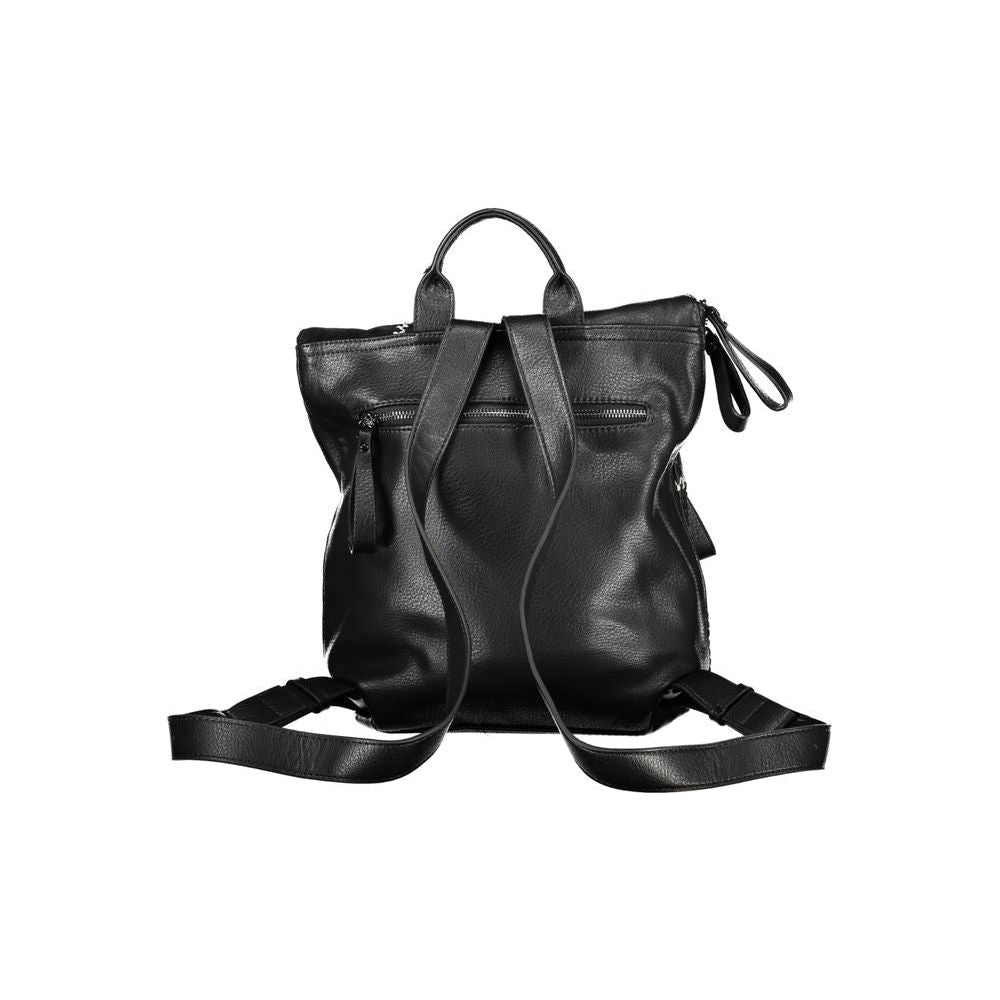 Chic Contrast Detail Black Backpack