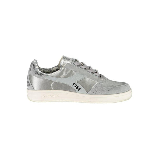 Sparkling Gray Lace-Up Sneakers with Swarovski Crystals