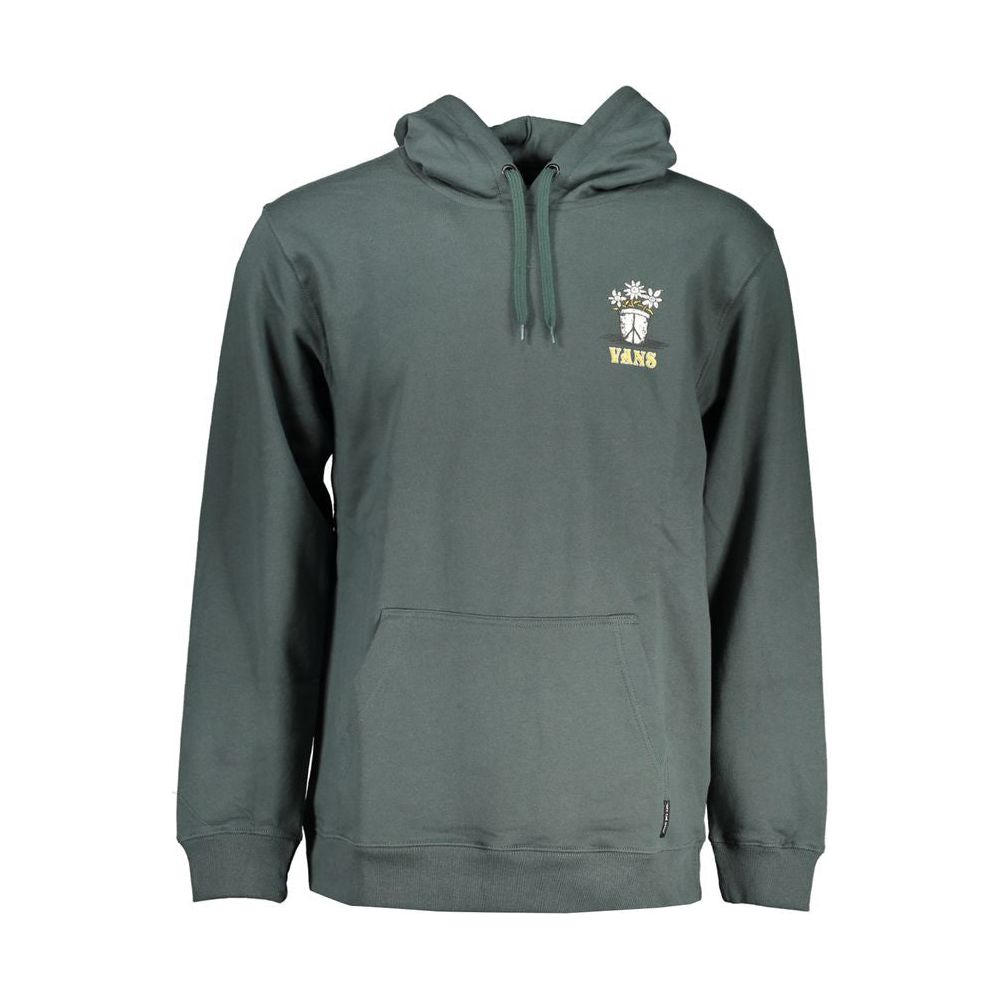 Green Fleece Hooded Sweatshirt with Logo Print