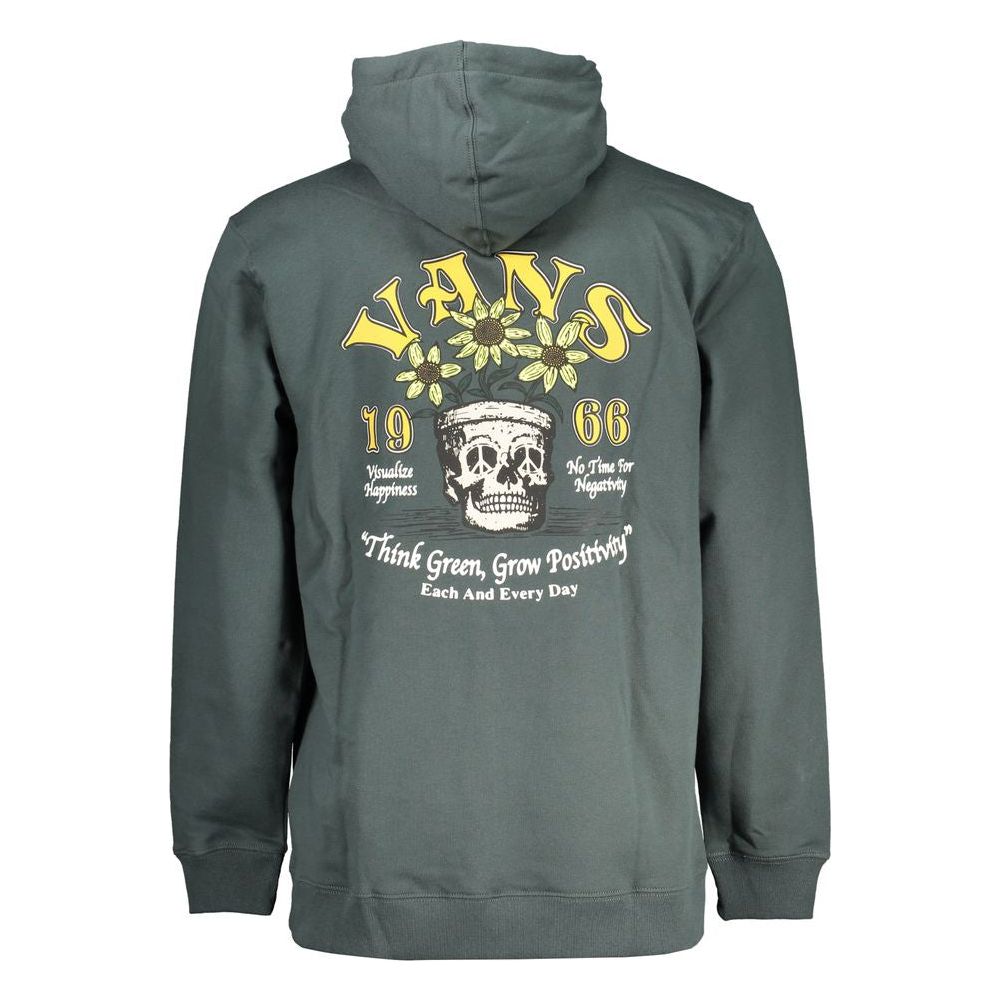 Green Fleece Hooded Sweatshirt with Logo Print