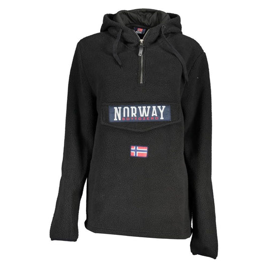 Norway 1963 Elegant Black Half Zip Hooded Sweatshirt Norway 1963