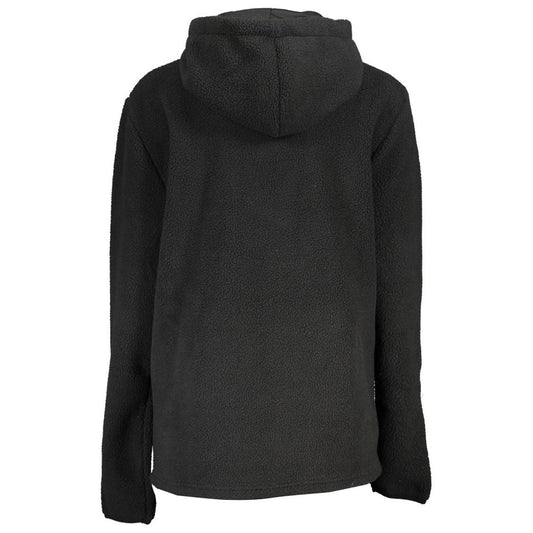 Elegant Black Half Zip Hooded Sweatshirt