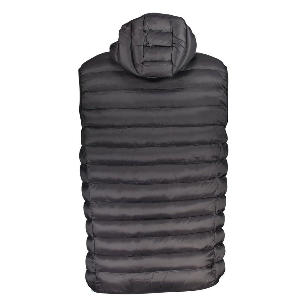 Sleek Sleeveless Hooded Black Jacket