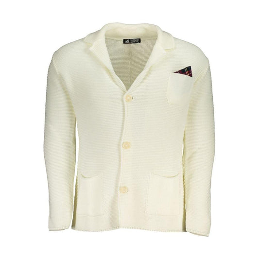 Elegant White Cardigan With Logo Detail