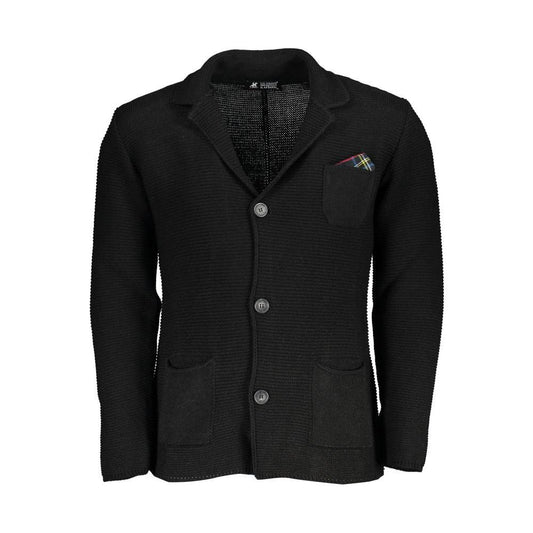 Elegant Black Cardigan with Subtle Logo Detail