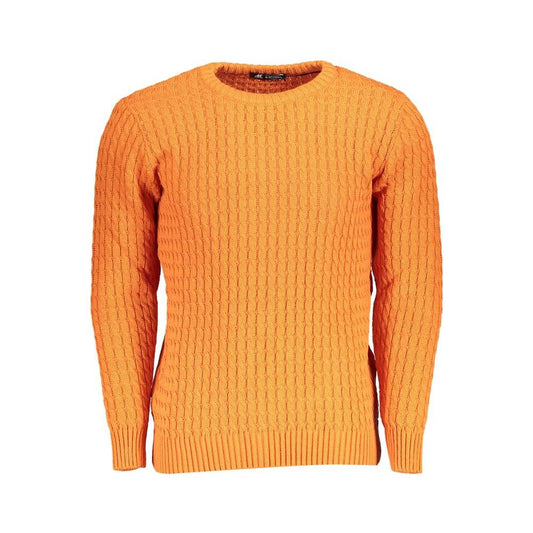 Elegant Twisted Crew Neck Orange Sweater