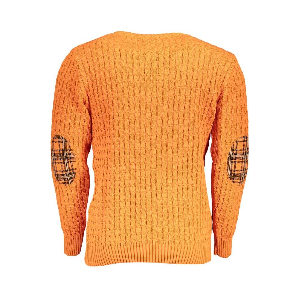 Elegant Twisted Crew Neck Orange Sweater