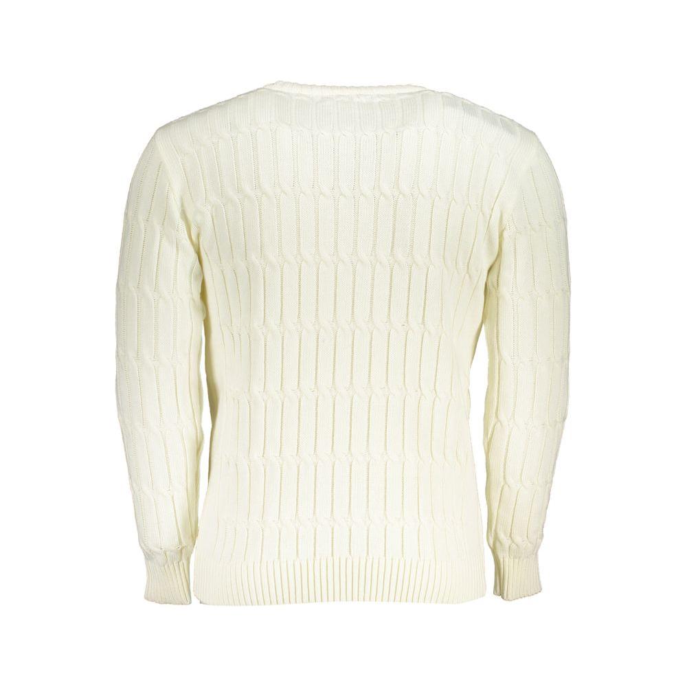 Elegant Twisted Crew Neck Sweater in White