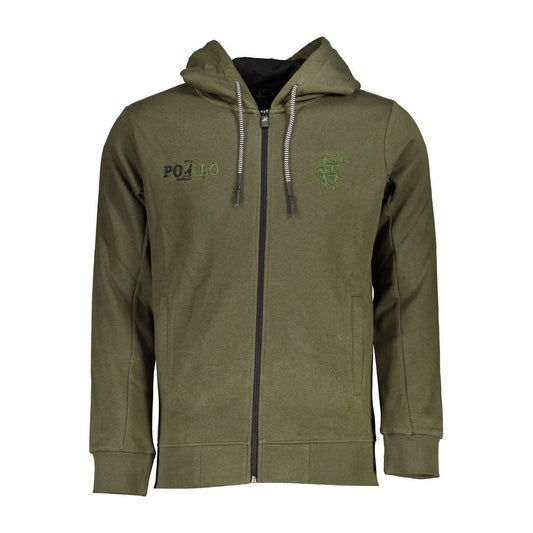 Elegant Green Hooded Long-Sleeve Sweatshirt