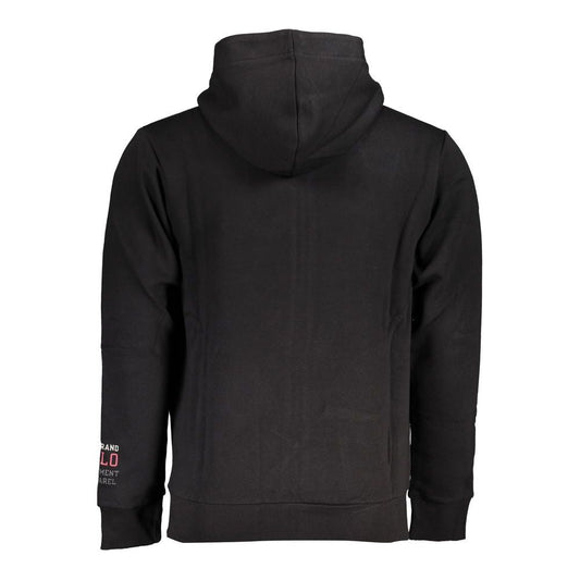 U.S. Grand Polo Sleek Black Fleece Hooded Sweatshirt U.S. Grand Polo