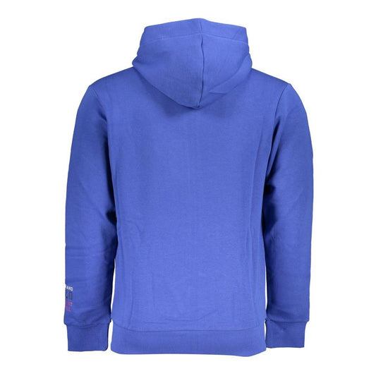 Chic Blue Hooded Fleece Sweatshirt with Embroidery