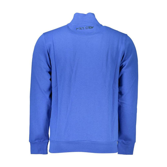 Elegant Blue Fleece Sweatshirt with Embroidery