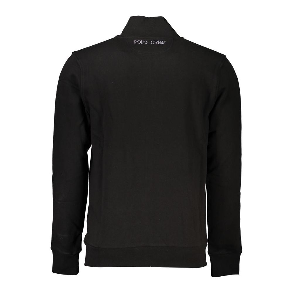 Sleek Black Cotton Zip Sweater