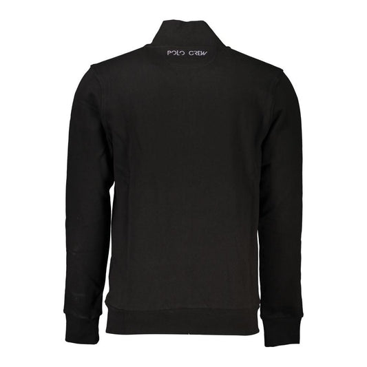 Sleek Black Cotton Zip Sweater