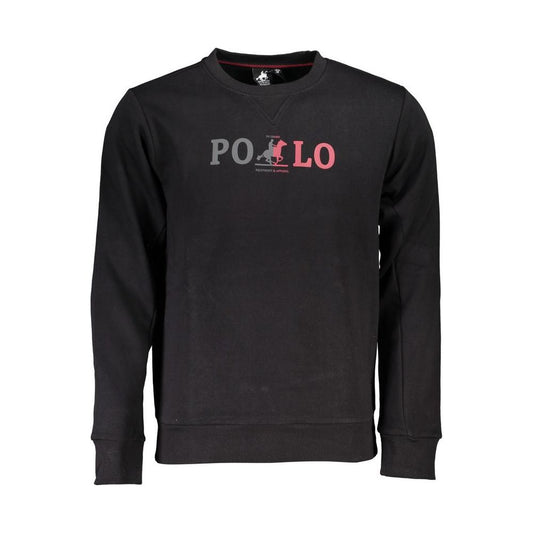 Chic Crew Neck Fleece Sweatshirt in Black