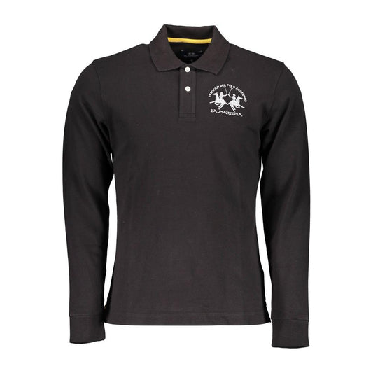 Elegant Long Sleeved Black Polo for Men