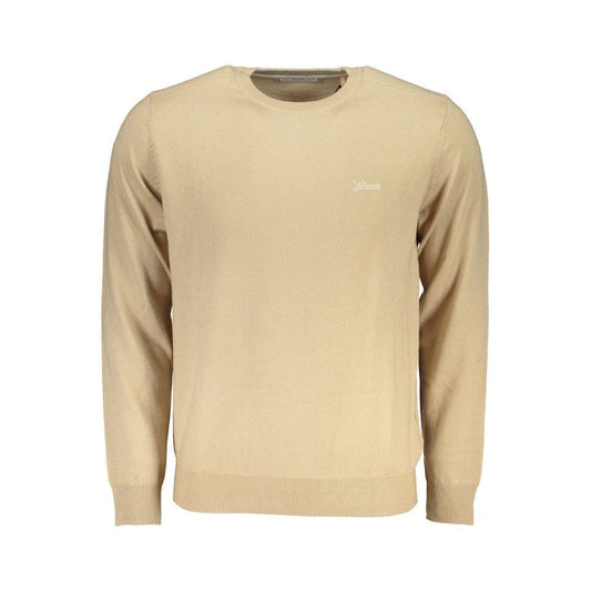 Chic Beige Crew Neck Embroidered Sweater