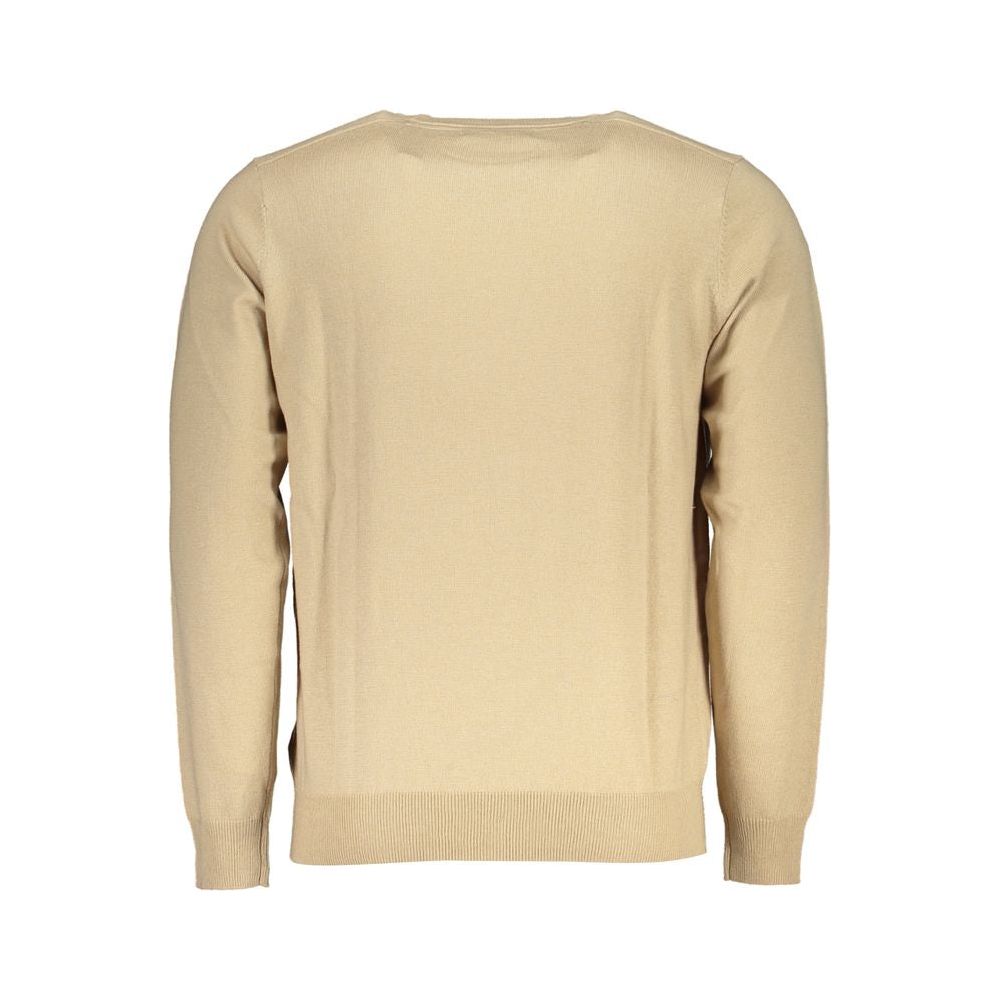 Chic Beige Crew Neck Embroidered Sweater