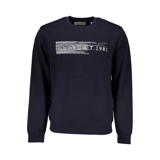 Sleek Blue Crew Neck Embroidered Sweatshirt