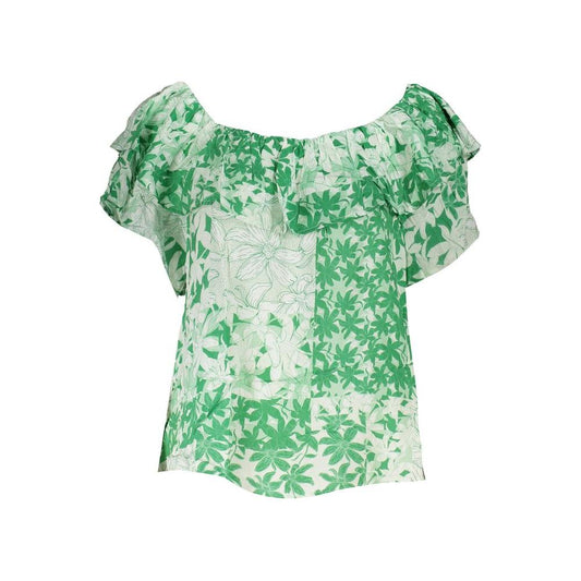 Green Boho Chic Patterned Tee with Logo