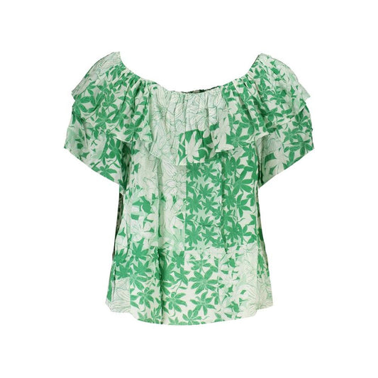 Green Boho Chic Patterned Tee with Logo