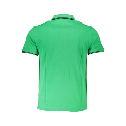 Chic Green Cotton Polo with Contrast Detailing