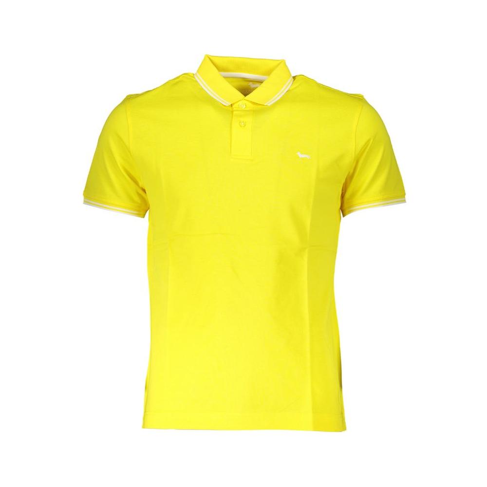 Elegant Yellow Cotton Polo with Contrast Details