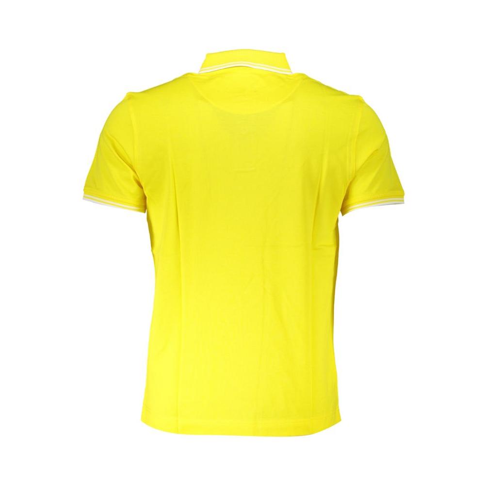 Elegant Yellow Cotton Polo with Contrast Details