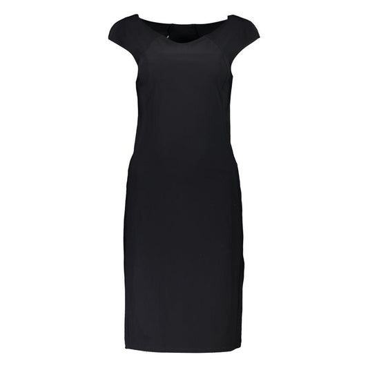 Elegant Black Boat Neck Dress with Wide Straps