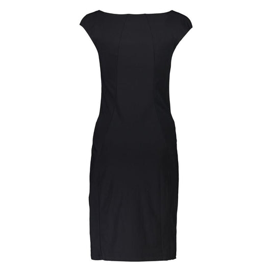 Elegant Black Boat Neck Dress with Wide Straps