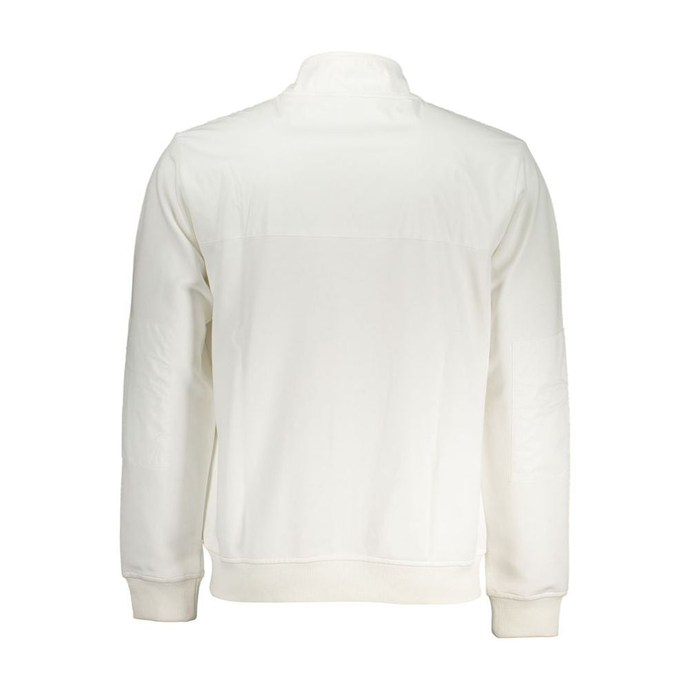 Sleek White Long Sleeve Zip Sweatshirt