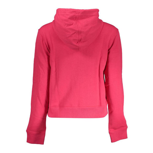 Chic Pink Hooded Sweatshirt with Contrast Details