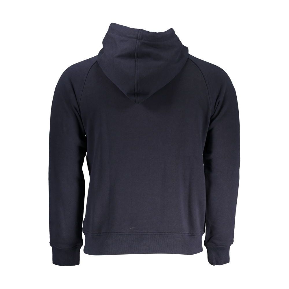 Chic Hooded Blue Cotton Sweatshirt